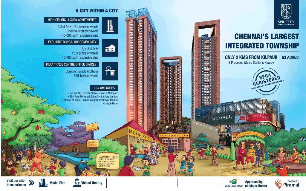 High ceiling luxury apartments at SPR City Highliving District, Chennai